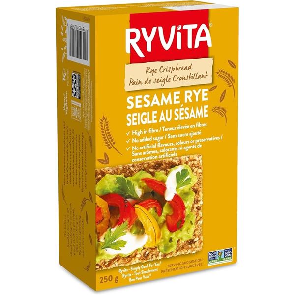 NEW 3 X 250G RYVITA RYE CRISPBREAD SESAME RYE