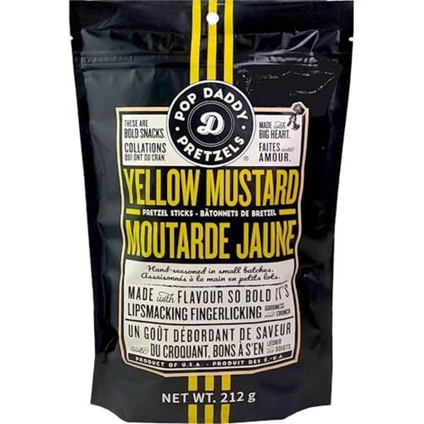 NEW 212G POP DADDY PRETZELS YELLOW MUSTARD