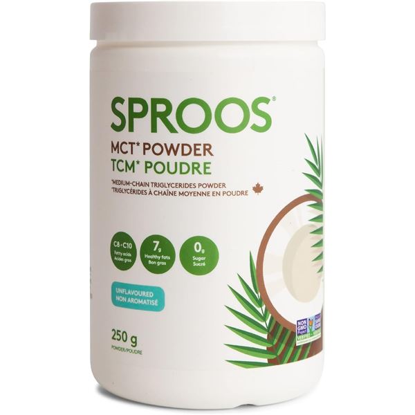 250G TUB OF SPROOS MCT POWDER - UNFLAVOURED MEDIUM