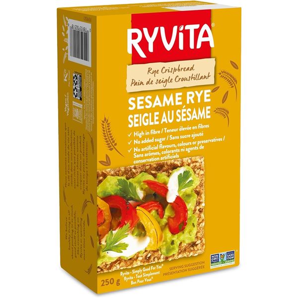 3 X 250G BOXES OF RYVITA  RYE CRISPS - SESAME RYE