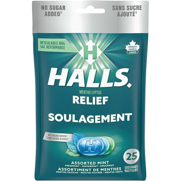 NEW 25 PACK OF MENTHO HALLS