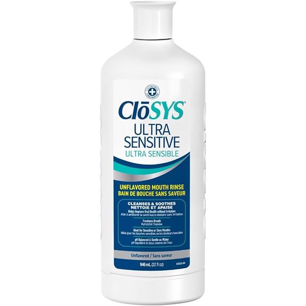 NEW CLOSYS ULTRA SENSITIVE UNFLAVORED MOUTH RINSE`