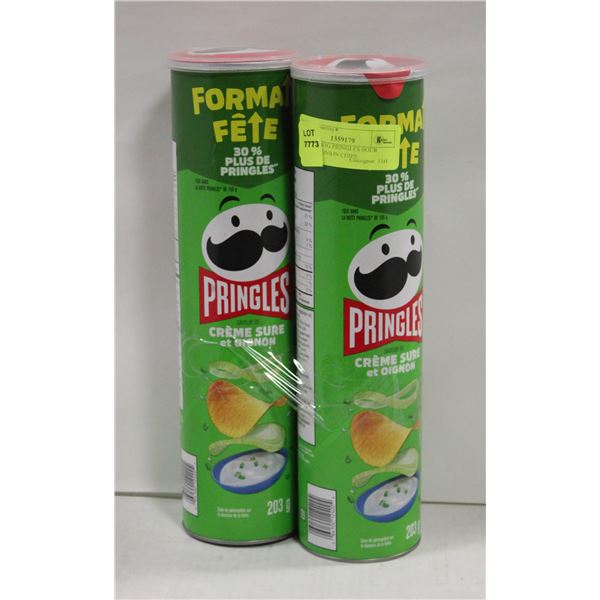 NEW 2 X 203G PRINGLES SOUR CREAM & ONION CHIPS