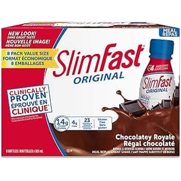 NEW 8 PACK OF SLIM FAST ORIGINAL CHOCOLATEY ROYALE