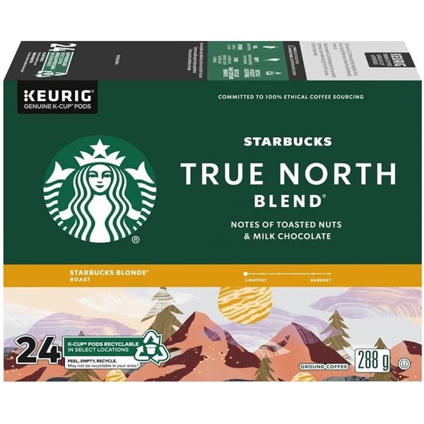 NEW 288G 24 K-CUPS STARBUCKS TRUE NORTH BLEND