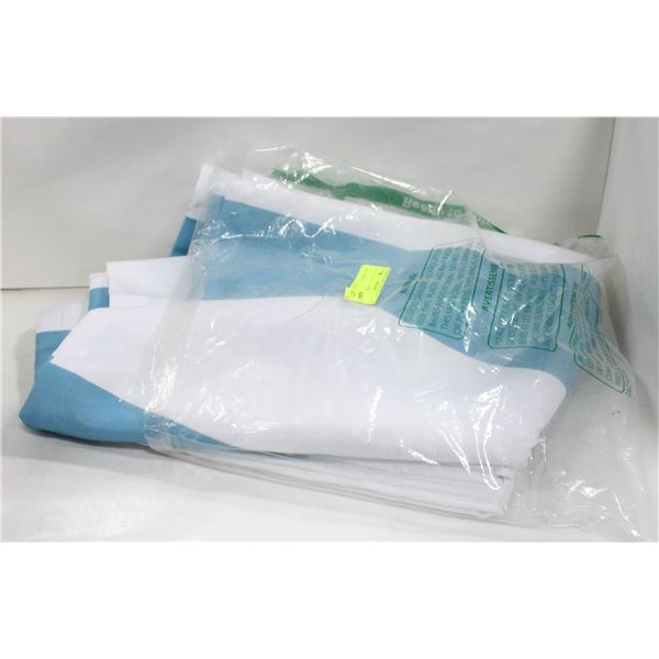 NEW WHITE & BLUE 2 PCS WINDOW CURTAIN