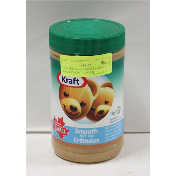 NEW 1KG JAR OF KRAFT SMOOTH LIGHT PEANUT BUTTER