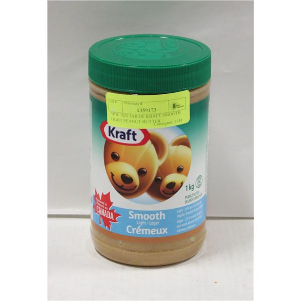 NEW 1KG JAR OF KRAFT SMOOTH LIGHT PEANUT BUTTER