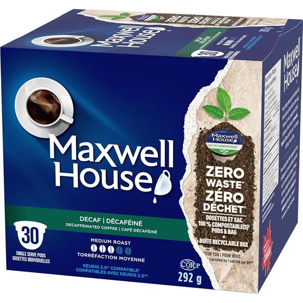 NEW 30 PACK OF MAXWELL HOUSE KEURIG COFFEE PODS