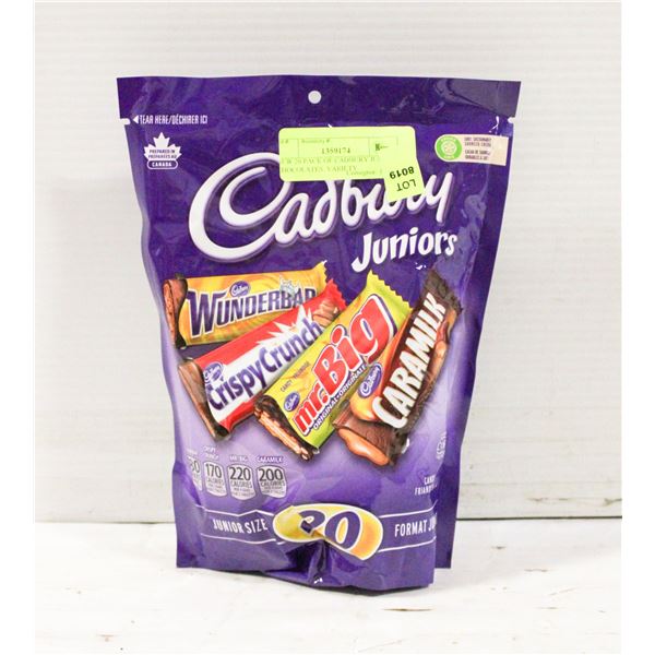 NEW 20 PACK OF CADBURY JUNIOR CHOCOLATES, VARIETY