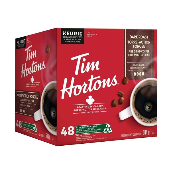 NEW 504G TIM HORTONS 48 K-CUPS GROUND COFFEE