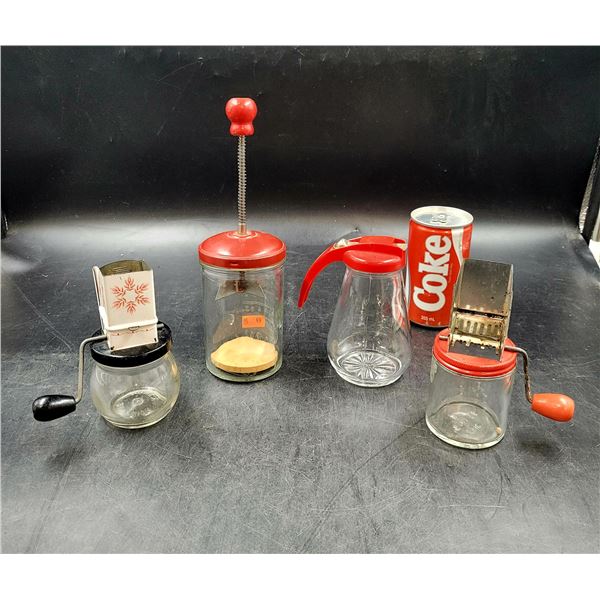 Vintage Nut Grinders/Choppers & Syrup Jug