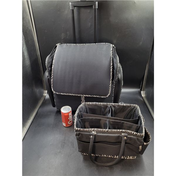 Zebra Print Rolling Scrapbook Tote and Bag