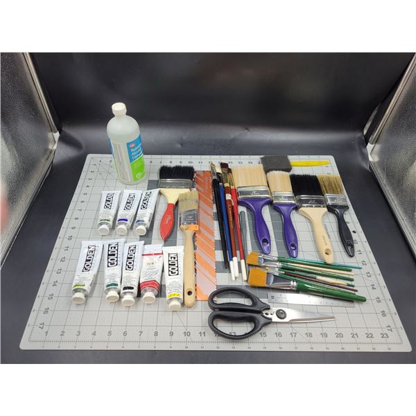 Acrylic Paint, Paintbrushes, Cutting Mat, & More
