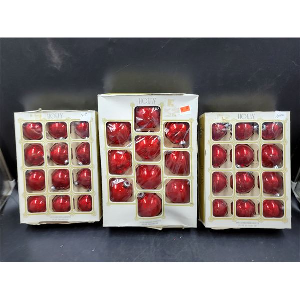 Holly Red Christmas Ornaments
