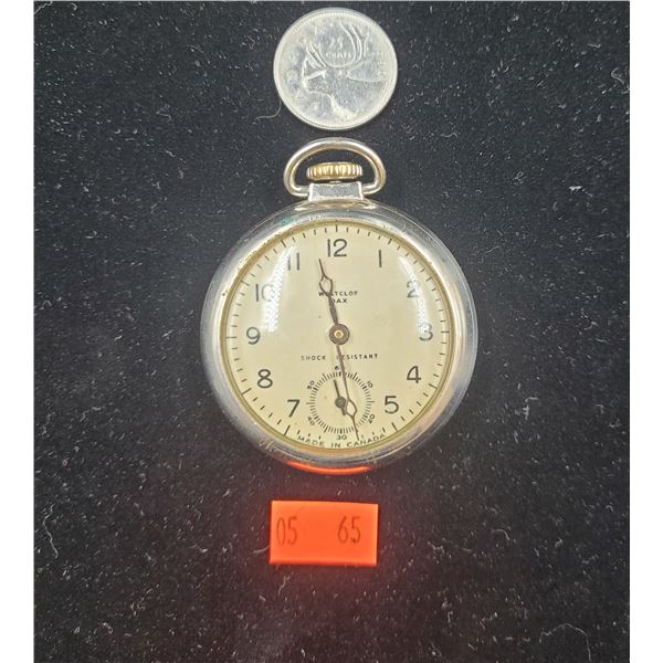 Vintage West Clox Shock Resistant Pocket Watch Made In Canada