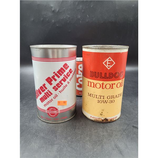 Vintage Conklin & Bulldog Motor Oil Cans