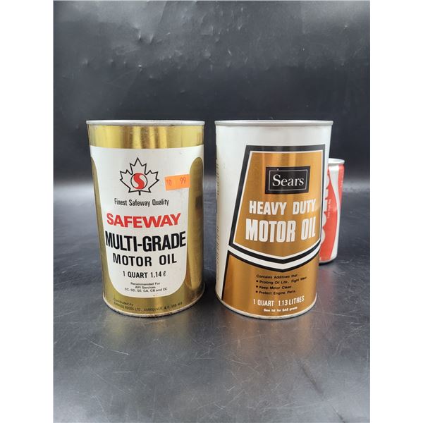 Vintage Safeway & Sears Motor Oil Cans