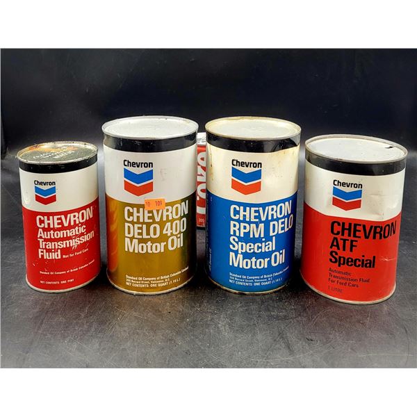 Vintage Chevron Motor Oil & Transmission Fluid Cans