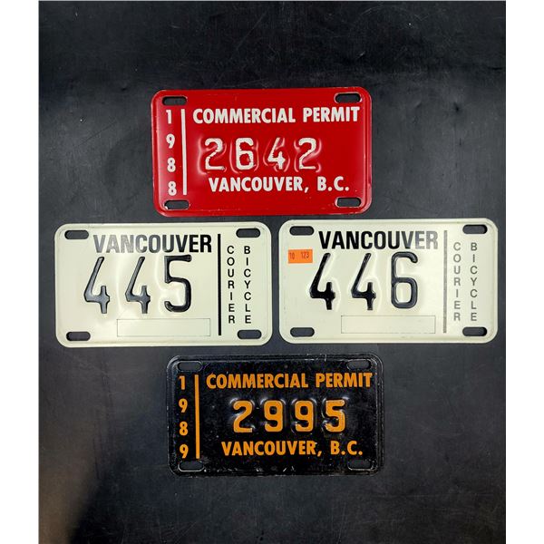 Vintage Vancouver Bicycle & Commercial Permit License Plates