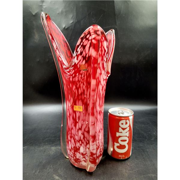 Red Glass Vase Made in Japan