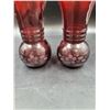 Image 2 : Ruby Red Ruffled Pitcher, Vases, Teacup, & Sugar Dish