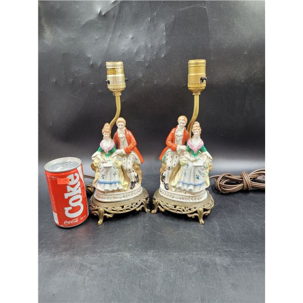 Ceramic Victorian Couple Lamps