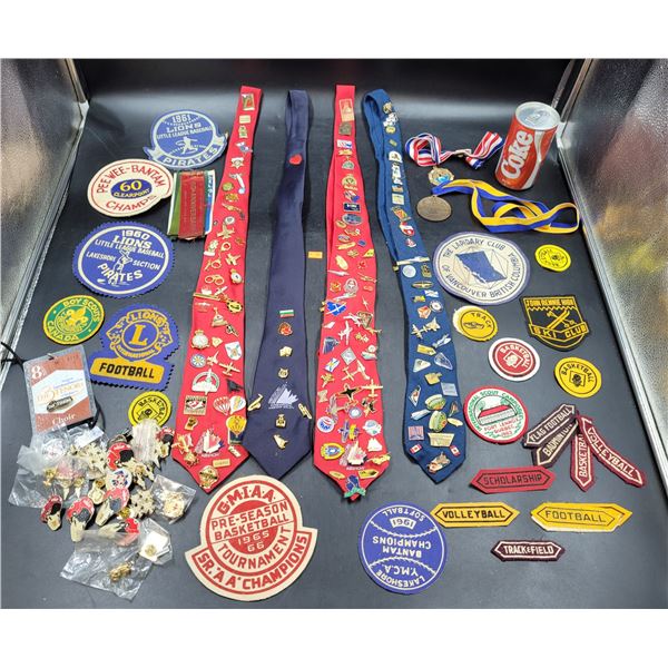Vintage Tie, Pin, & Patch Lot