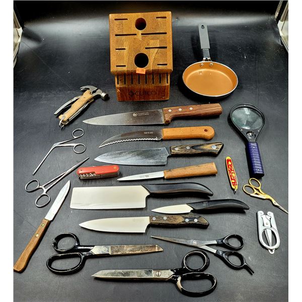 Knife, Scissors & Kitchen Lot