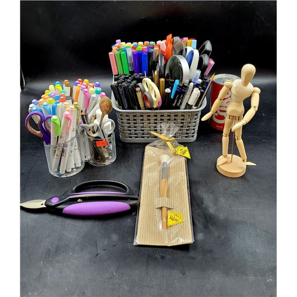 Wooden Figure & Art Supplies Lot
