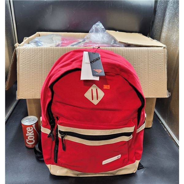 Lot of Red Backpacks