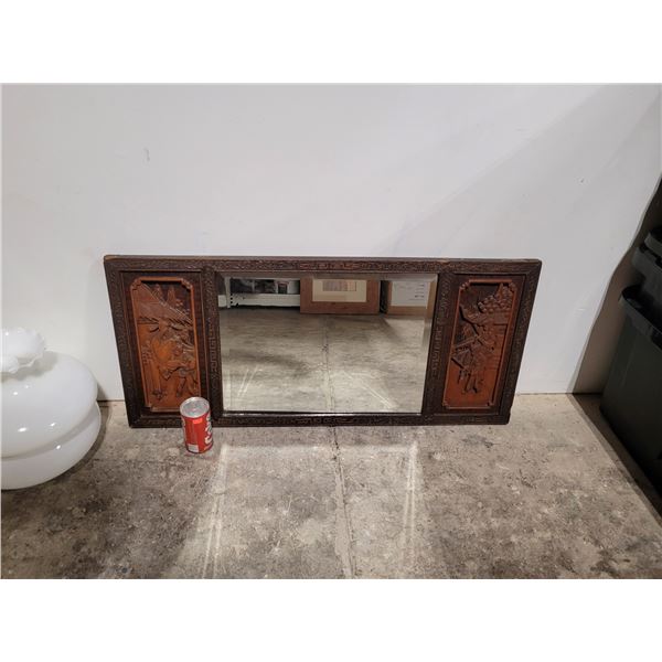 Vintage Chinese Carved Wood Mirror