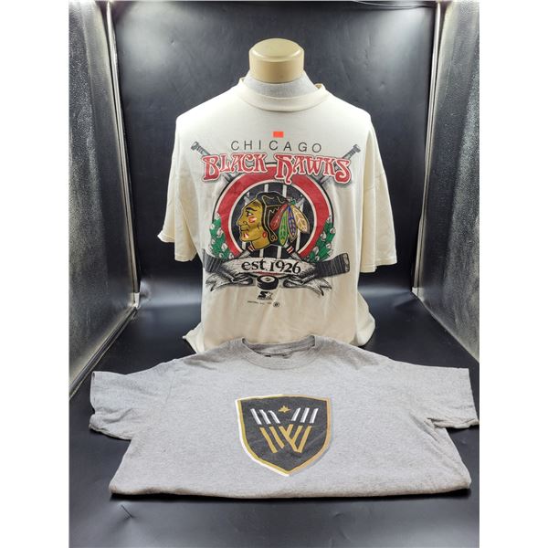 Chicago Blackhawks Jersey and Vegas Knights T-Shirt