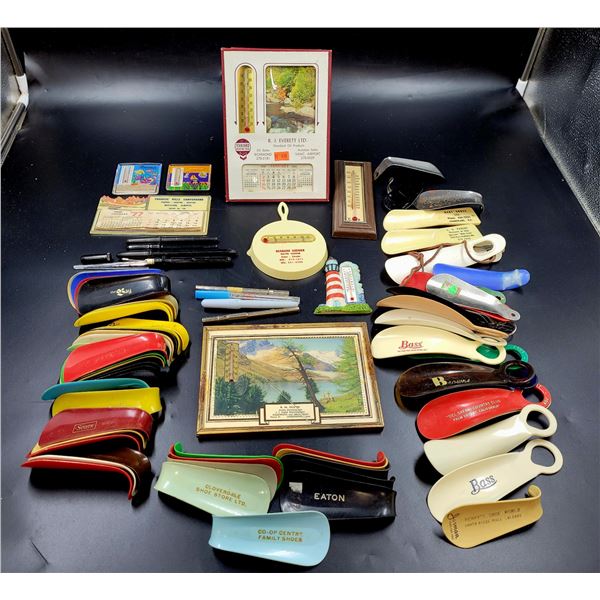 Vintage Shoe Horns and Thermometer Calendars