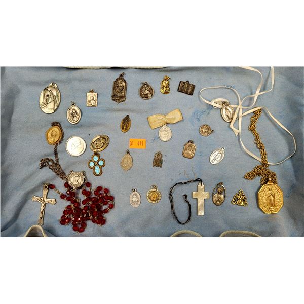 Vintage Catholic Pendants (a few of them are Sterling Silver)