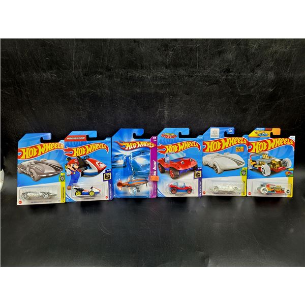 6 Sealed Hot Wheels Including Mario and Spiderman