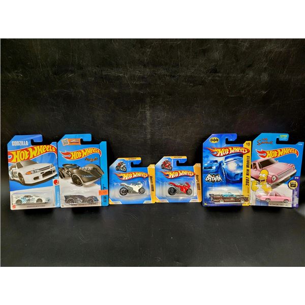 6 Sealed Hot Wheels Including Batman and Simpsons