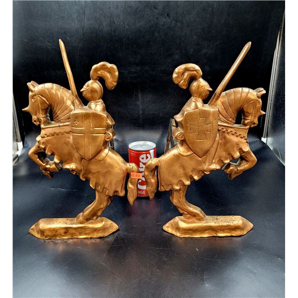 Pair of Antique Cooper Knight Fireplace Andirons