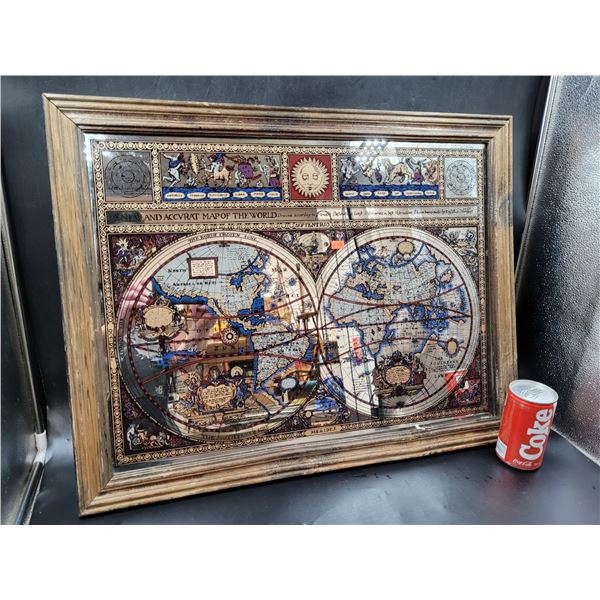 Vintage Framed World Map Mirror