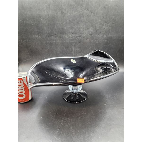 Vintage White Crystal Hand Made Murano Glass Bowl Made in Italy