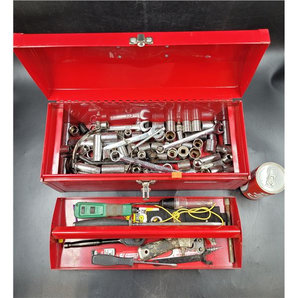 Sockets/Wrenches and Tools in Red Metal Tool Box