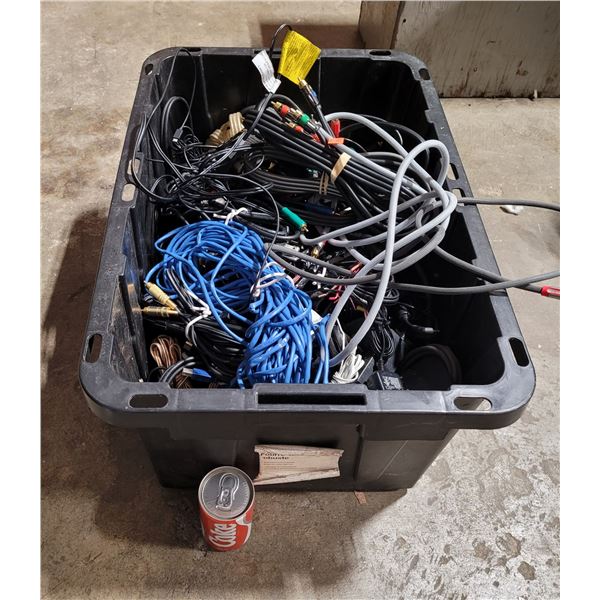 Large Tote of Cords and Cables