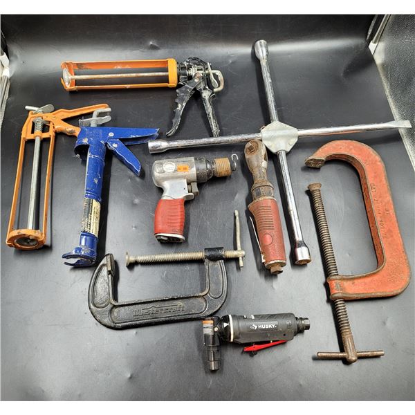 Air Tool/Clamps and Caulking Gun Lot