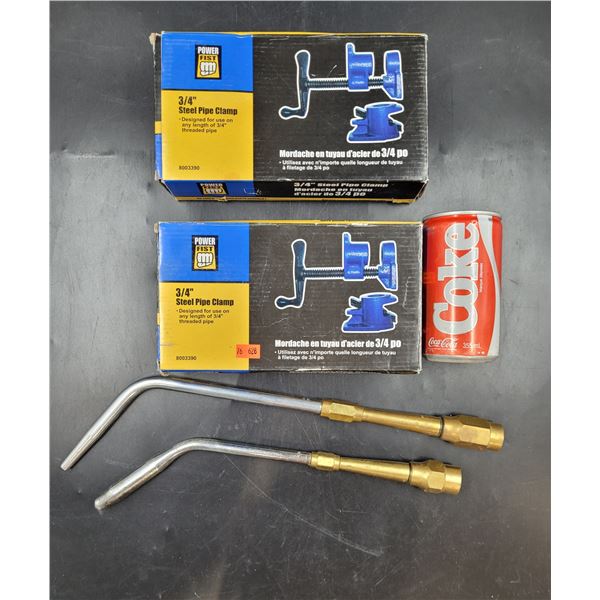 Steel Pipe Clamps and Brass Welding Torches