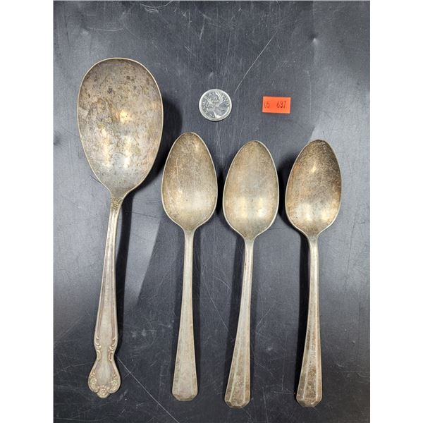 4 Large Vintage International Silver Spoons