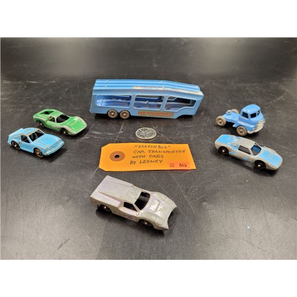 Vintage Matchbox Car Transporter and Cars by Lesney