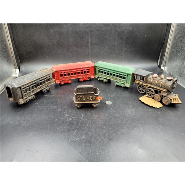 Vintage Cast Iron Train Set