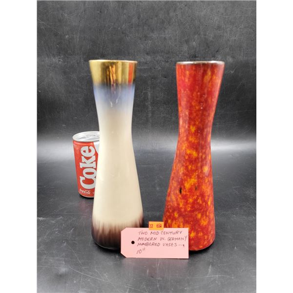 2 MCM West Germany Numbered Vases 10"
