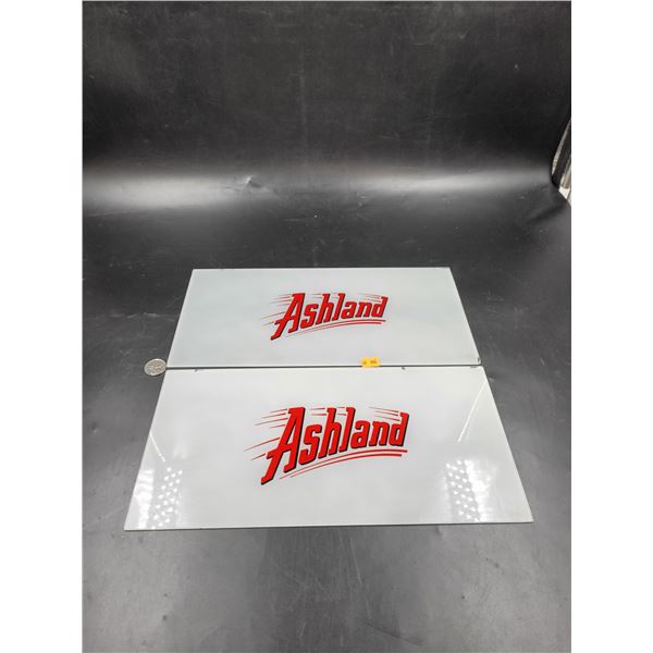 Vintage Ashland Glass Gas Pump Plates