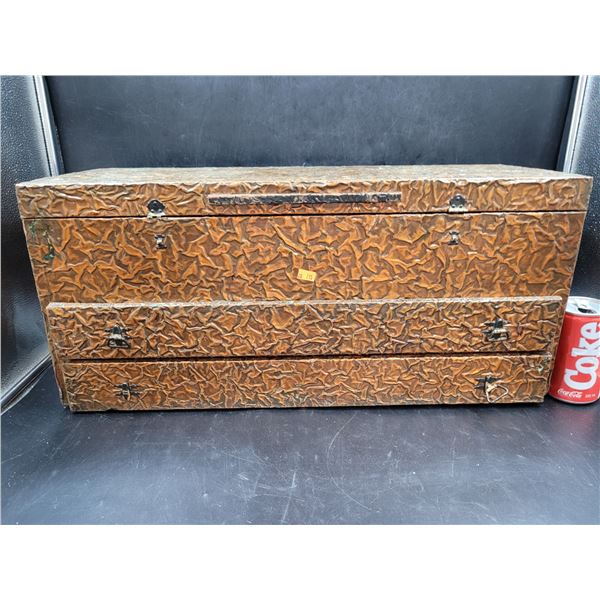 Vintage Hand Pounded Copper Overlay Storage Box